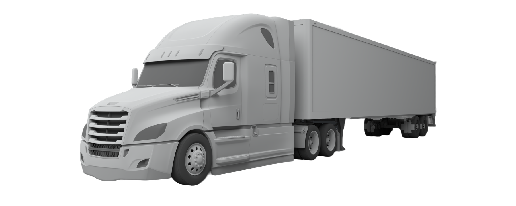 Sleeper tractor with a 53-foot dry van trailer